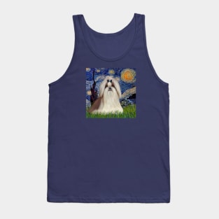 Starry Night (Van Gogh) Adapted to Feature a Long haired Shih Tzu Tank Top